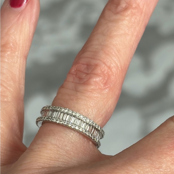 QVC Affinity Diamond 1ct Sterling Silver Eternity Band Ring - 4 - Picture 5 of 8